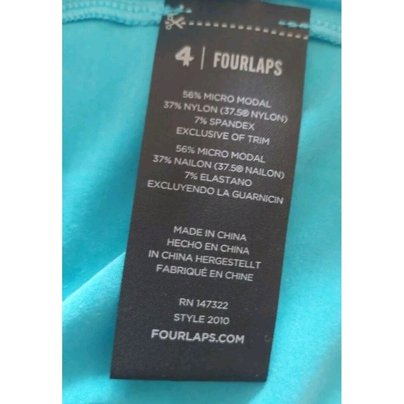 Fourlaps Curve Athletic Tank River Blue Sz L  37.5 Technology Blue  Crop Flowy - Picture 5 of 6